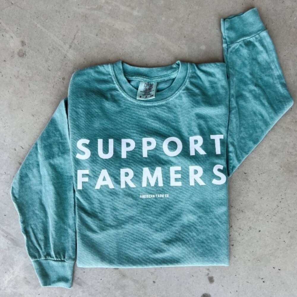 Western 'Support Farmers' Washed Green Long Sleeve